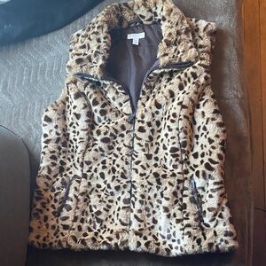 Charter Club Animal Print Faux Fur Vest